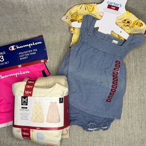 🌼 Baby Girl 18M Bundle NWT Carter’s + Champion Outfit Set